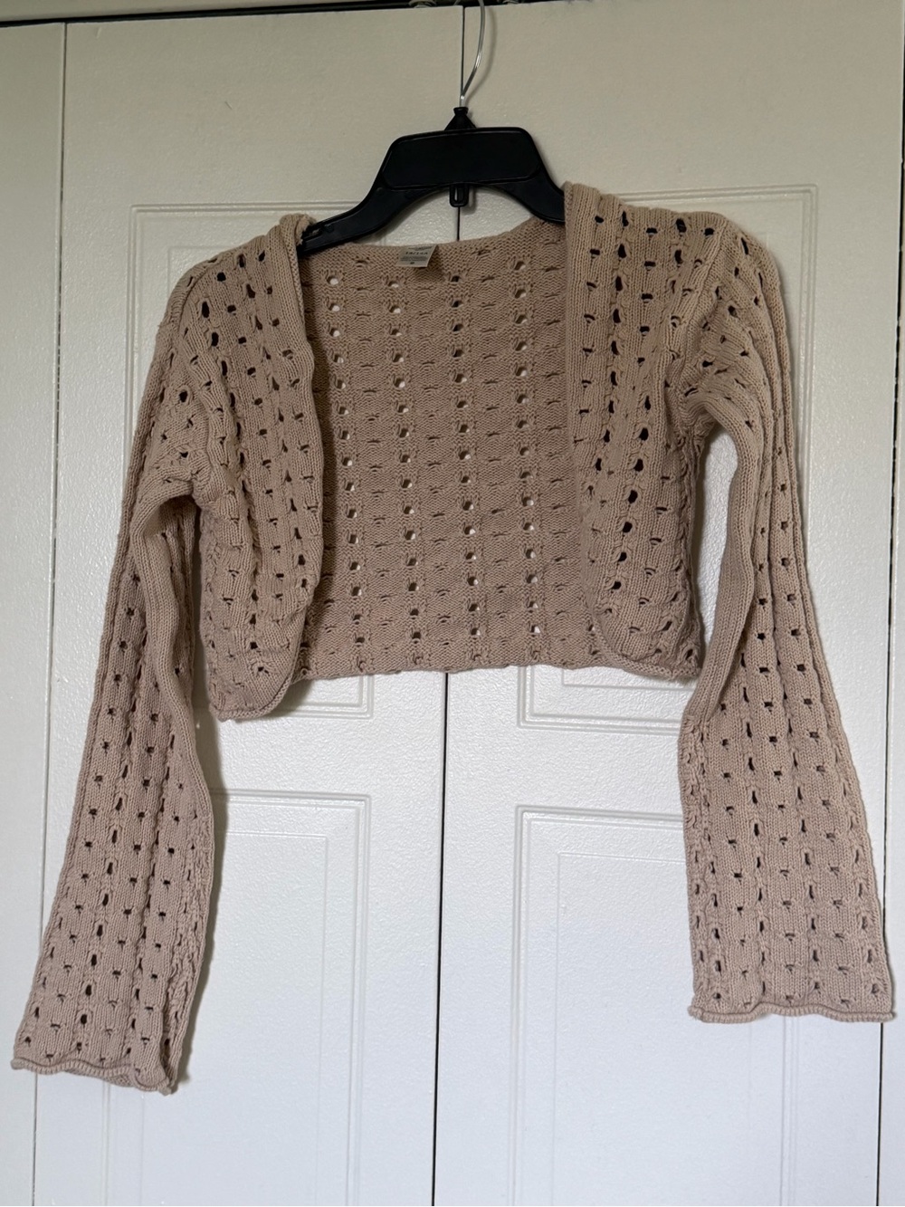 Beige Open-Knit Cropped Girl’s Sweater